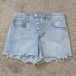 JESSICA SIMPSON Infinite High Waist Blue Denim Cut-Off Button-Fly Shorts Size 27